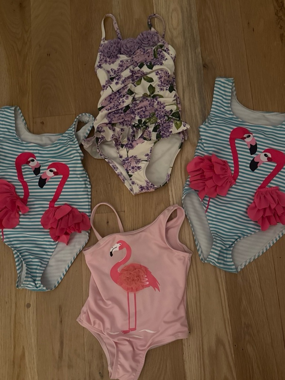 Girls Pink Flamingo One-Piece Swimsuit - Cute Floral & Striped Styles